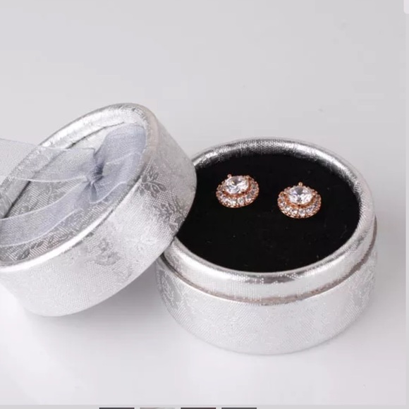 NEW ROSE GOLD WITH WHITE TOPAZ EARRINGS - Picture 3 of 4